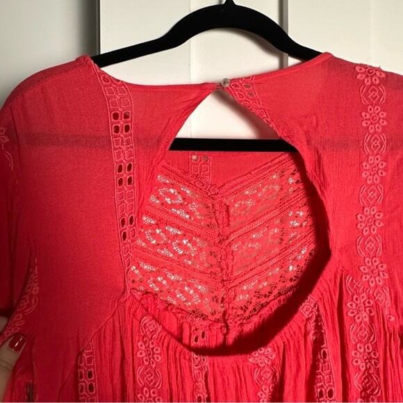Free People (M) ‘Sweetest Dream’ Tunic Dress - Pink Embroidered Bohemian Top - Picture 6 of 8